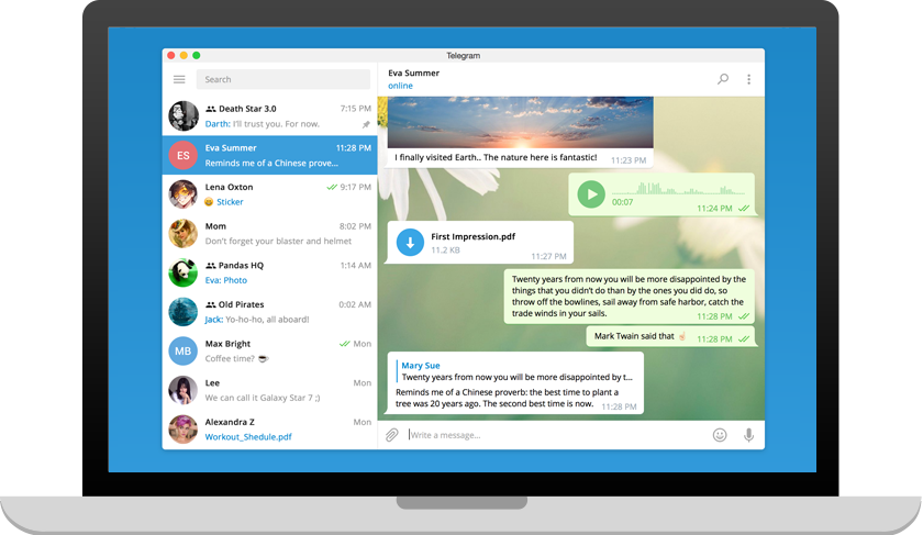 معلومات حول Telegram: سطح المكتب.